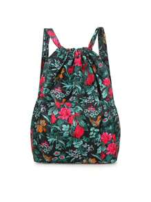 Vibrant Floral Patterned Nylon Drawstring Backpack - Spacious Portable Storage Rucksack With Polyester Lining, No-Closure Design, And Stylish Casual Daypack For Women Outdoor Adventures(Random Pattern) - Multicolor - View 15