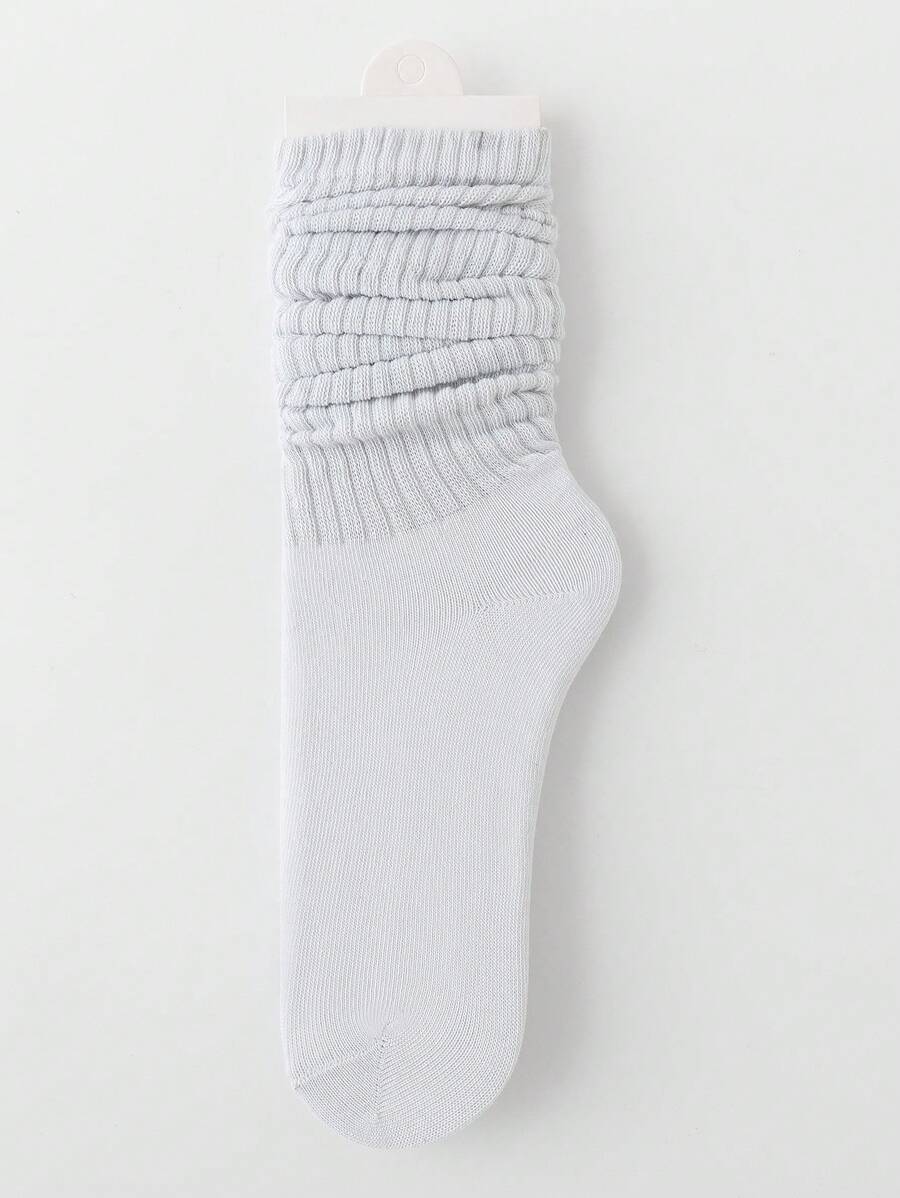 1 Pair Women's Sweet Dopamine Themed Color-Blocking Mid-Calf Socks, Casual And Versatile For Spring/Summer (No Card) - White - View 1