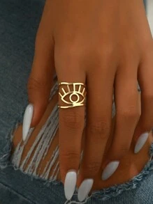 1pc Geometric Eye Hollow Out Personalized Ring Suitable For Daily Wear For Women