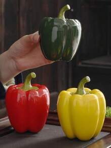 1pc Kitchen Canister With Lid For Yellow Chili Pepper Storage, Coffee Can, Ceramic Food Storage Container, For Coffee, Tea, Spices, Sugar, Nuts, Herbs - Multicolor - View 4