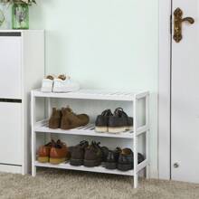 SONGMICS Schuhregal mit 3 Ebenen, Schuh-Organizer mit 2 Ebenen, aus Bambus, Regal für Schuhe, Schuhablage, Standregal, Schuhaufbewahrung, für Wohnzimmer, Flur, Schlafzimmer, weiß LBS213WT - Weiss - Übersicht 2