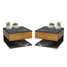 Kit 2 Vintage Compact Hanging Bedside Tables Organizer Drawer Decorative Niche Object Holder Side Corner Table Bed Support Toothpick Feet Retro Style - 黑色 - 查看 1