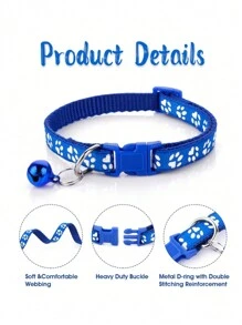 1 Set Of Cute Dog Paw Print Leash And Collar Set, Made Of Polypropylene Material With Bell, Equipped With Adjustable Buckle, Fashionable And Collar, Suitable For Small Dogs And Cats, With Multiple Colors To Choose From