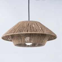 E27*1 3000K Warm White/6500K White Bulb (Not Included) & Linen Rope Woven Pendant Light, 85-265V/ Simple Creative Handmade Japanese-Style Retro Lamp For Bedroom Living Room Guest Room Restaurant, Adjustable 1m Hanging Length, Suitable For Kitchen Island, Dining Room, Craft Room. - Rope Braided Chandelier1 - View 15