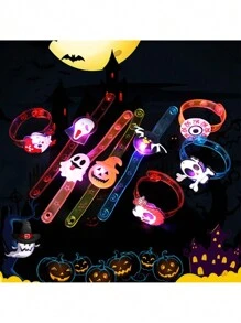 12 piezas Pulsera con luz LED, regalo para fiesta pirata, obsequio de cumpleaños, fantasma de carnaval, adecuado para decoración de fiesta de Halloween, fiesta temática