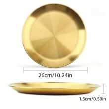 1 pieza/2 piezas Bandeja de acero inoxidable dorada para postre, café, plato occidental, plato de pizza, plato de comida para desayuno, café, té, bandeja decorativa dorada para servir, regalo de cumpleaños, suministros para fiestas de Acción de Gracias, Halloween, Pascua, Navidad (Dorado), Cocina, Regalo de Navidad
