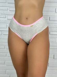 Kit 3 calcinhas algodão conforto fio duplo lingerie dia a dia - Multicolorido - Visão 1