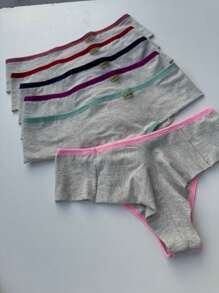 Kit 3 calcinhas algodão conforto fio duplo lingerie dia a dia - Multicolorido - Visão 5