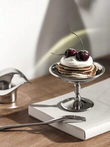 1个优雅高脚布丁杯/冰淇淋杯，复古高品质杯，质感精致，不锈钢甜点杯，提升生活品质，休闲聚会，为生活增添甜蜜，适合花园派对、咖啡馆聚会和返校季。