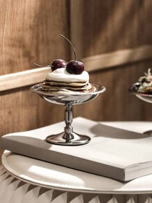 1个优雅高脚布丁杯/冰淇淋杯，复古高品质杯，质感精致，不锈钢甜点杯，提升生活品质，休闲聚会，为生活增添甜蜜，适合花园派对、咖啡馆聚会和返校季。