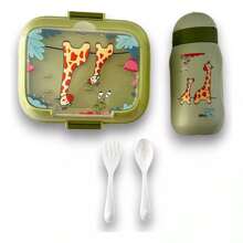Lunch Box Lunch Box Kit With Cutlery And Dividers And Plastic Bottle - 綠色 - 查看 2