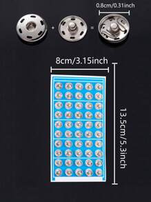 50pcs Small Hidden Snap Buttons Clothes Fasteners Round Metal Snap Fasteners Accessories - Silver - View 3