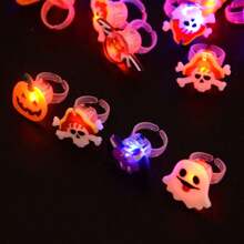 Halloween Light Up Ring Party Favors Light Up Toys Luminous Flash Finger LED Rings Blinking Jelly Rubber Rings Halloween Christmas Accessories 