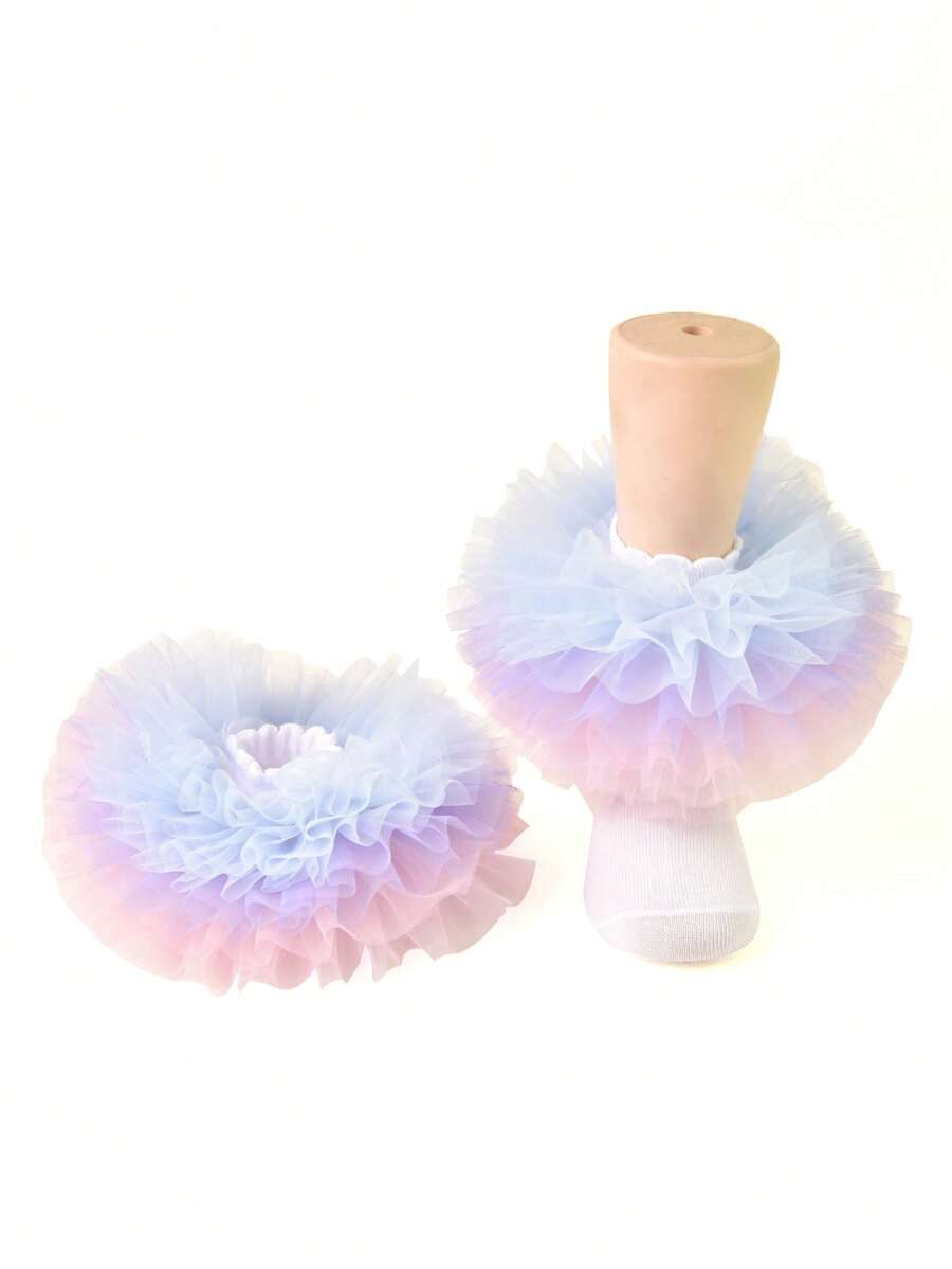 1 Pair Kids Girls Big Ruffled Socks Lace Wedding Lace - Multicolor - View 1