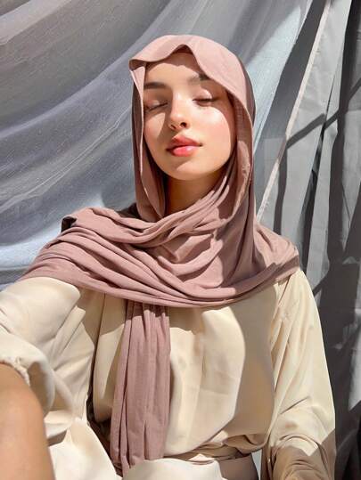 1 件女士头巾纯色真丝围巾，百搭，适合日常佩戴头巾