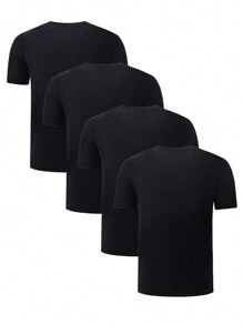 4pcs/Set Teen Boys' Quick Dry Sports T-Shirts, Gradient Color Breathable Mesh Workout Tops For Running, Basketball, Soccer - Multicolor - View 2