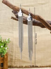 TopHanqi Metal Tassel Drop Earrings