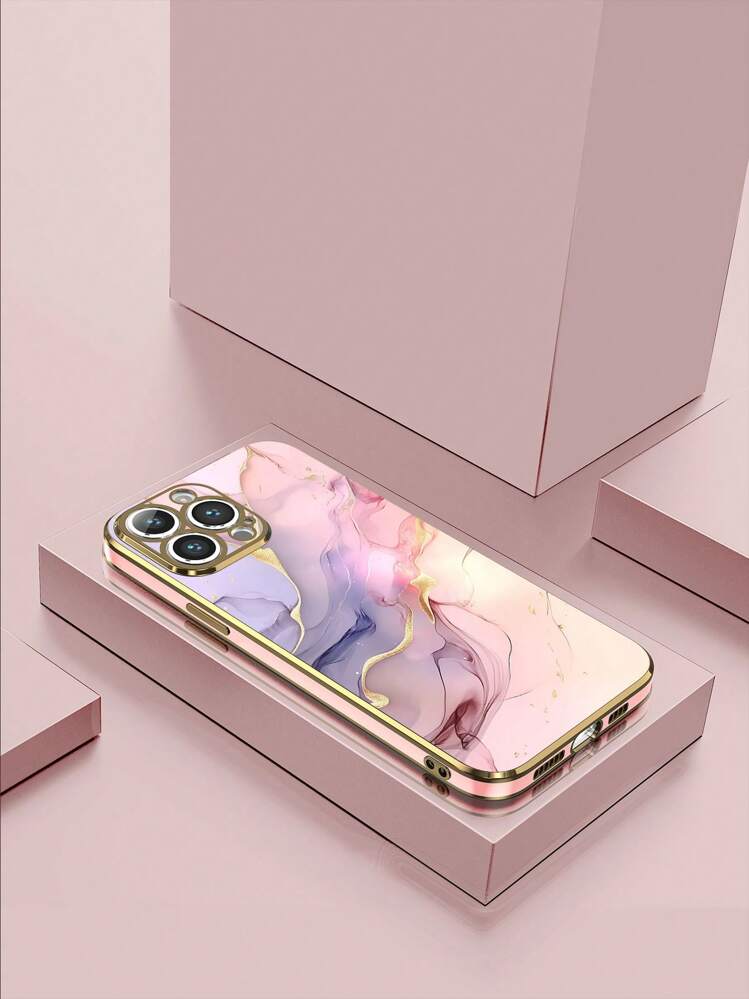 1 个 6D 电镀粉色大理石纹防震手机壳，适用于 Apple/配套/有趣/Galaxy/Redmi/OPPO 手机，适用于 Apple 15 Pro Max、14 Pro Max、Galaxy A05、A54 5G、A52/A52s 5G、S21 FE 5G、S25 Ultra、S24 Ultra 5G、Poco X5 Pro - 彩色 - 查看 1