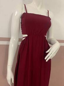 Women Long Dresses - 酒紅色 - 查看 3