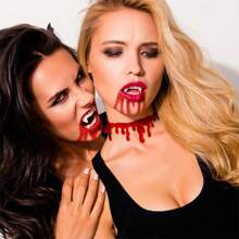 Halloween Horror Dripping Blood Necklace Fake Vampire  Fancy Clown Costume Party Accessory - Black - View 6
