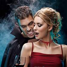 Halloween Horror Dripping Blood Necklace Fake Vampire  Fancy Clown Costume Party Accessory - Black - View 7