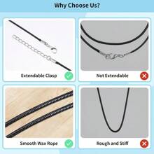 50 piezas Accesorios de joyería DIY - Cordones para collar, cierres y cordones encerados para la elaboración de colgantes - 50 piezas/juego - Ver 4