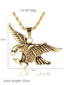 1件獨特而大膽的鷹展翅吊墜配4mm扭繩項鍊，禮盒包裝，適合送禮給您的伴侶或戴於約會、派對、旅行和日常穿著中 - 霸氣雄鷹展翅吊墜4mm麻花項鍊 - 查看 4