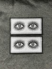 2 Stücke Vintage-Auge gesticktes Aufbügler, Bügel- oder Nähaufnäher für Kleidung, Hüte, Jacken und Taschen