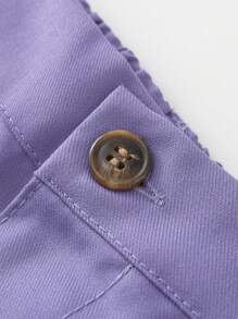 年轻男孩秋季新款学院风服装 - 长袖条纹衬衫、吊带裤、绅士正装套装 - 紫色 - 查看 5