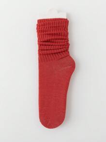 1 双女士可爱多巴胺风格拼色中筒袜，适合春夏季的百搭休闲袜（无卡） - 紅色 - 查看 1