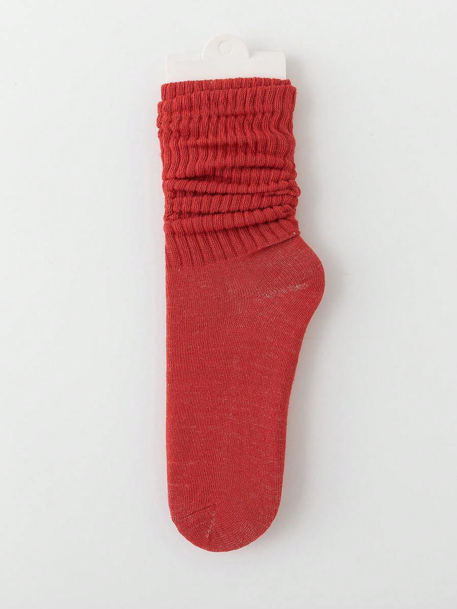1 双女士可爱多巴胺风格拼色中筒袜，适合春夏季的百搭休闲袜（无卡） - 紅色 - 查看 1