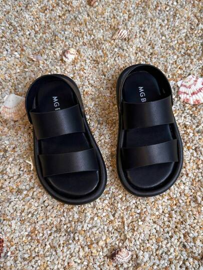 1pair Children's Fashionable Breathable And Non-Slip Round-Toe Sandals, Boys' Slippers With Soft Soles, Suitable For Summer