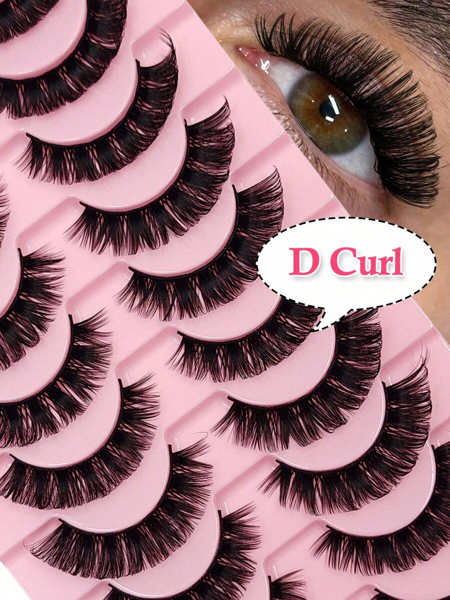Rikuaild 10 Pairs D Curl Lashes Fluffy Thick Volume Wispy Enlarged Eye Lashes Three-Dimensional Effect Fake Eyelashes - Criss Cross lashes - View 1