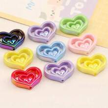 15入組鮮豔色彩中空心形珠子DIY串珠筆、手機掛飾配件隨機配色裝飾珠子 - 查看 3