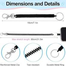 2/3/5 件随机弹簧绳钥匙扣，塑料伸缩弹簧钥匙扣，适用于手机和包包 - 彩色 - 查看 2