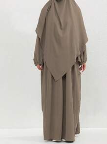 1 Set einfarbiger, atmungsaktiver Stoff Kopftuch (Abaya) für Frauen, weicher Hidschab, Frauenschleier - Khaki - Übersicht 2