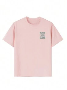 1件女童休闲海龟印花圆领短袖T恤，夏季学生少女服装 - 时尚图案T恤，适合日常冒险 - 粉色 - 查看 2