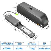 48V 10Ah/13Ah Ebike Battery, Lithium Ion Battery Pack For 0-1500W Motor, USB Output Electric Bike Battery With Charger&Base, E-Bike Battery Replacement - 48V 13AH - 查看 3