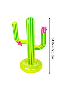 1set 4/6/8pcs Inflatable Cactus Ring Toss Game, Outdoor Swimming Pool Accessories - Green - View 3