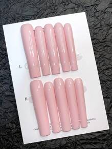 10 Peças Adesivos de Arte de Unhas Pintados à Mão Extra Longos, Adesivos de Unhas em Formato de Caixão Pintados à Mão, Unhas Postiças, Adesivos de Arte de Unhas em Relevo, Adesivos de Unhas em Tubo de Cores Mistas, Superfície Lisa, Elegante para Mulheres, Fácil de Usar, Decoração de Unhas, Superfície Lisa, Várias Embalagens, Kit de Extensão de Unhas, Adesivos de Arte de Unhas em Relevo, Suprimentos de Arte de Unhas, Adesivos de Unhas Feitos à Mão Unhas Postiças - Rosa chiclete - Visão 1