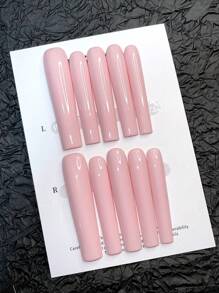 10 Peças Adesivos de Arte de Unhas Pintados à Mão Extra Longos, Adesivos de Unhas em Formato de Caixão Pintados à Mão, Unhas Postiças, Adesivos de Arte de Unhas em Relevo, Adesivos de Unhas em Tubo de Cores Mistas, Superfície Lisa, Elegante para Mulheres, Fácil de Usar, Decoração de Unhas, Superfície Lisa, Várias Embalagens, Kit de Extensão de Unhas, Adesivos de Arte de Unhas em Relevo, Suprimentos de Arte de Unhas, Adesivos de Unhas Feitos à Mão Unhas Postiças - Rosa chiclete - Visão 11