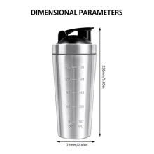 Protein Shaker Bottle Leak-Proof Metal Shaker Cup Stainless Steel Protein Mixer - Silver - View 6