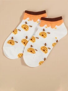 10 Pares Calcetines Amarillos Para Mujer, Finos, Transpirables, Poco Profundos Y Que No Caen, Calcetines Con Estampado De Dibujos Animados Para Mujeres Jóvenes - Amarillo - Ver 4