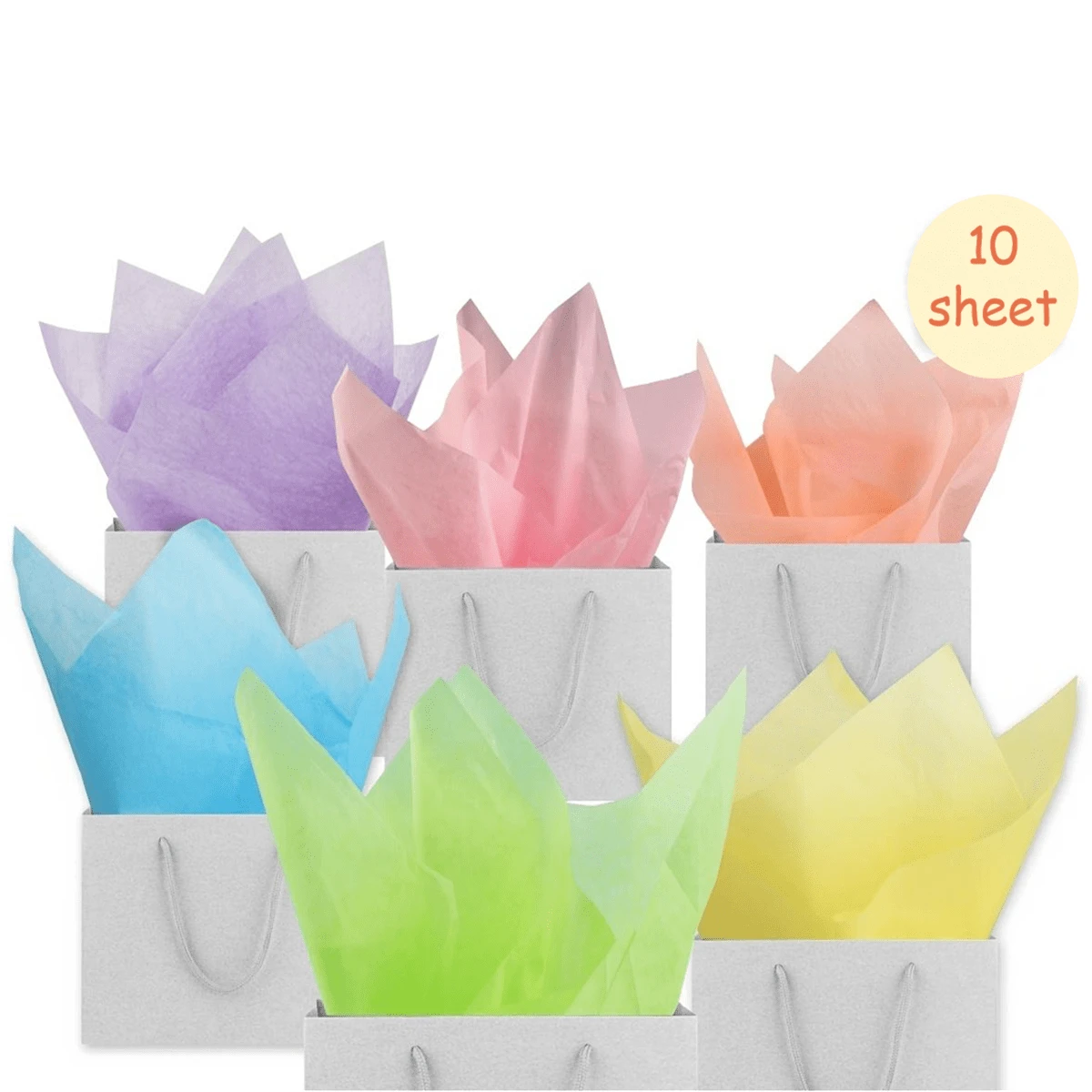 10 Sheets Macaron Colors Assorted Wrapping Paper Tissue Paper Bulk