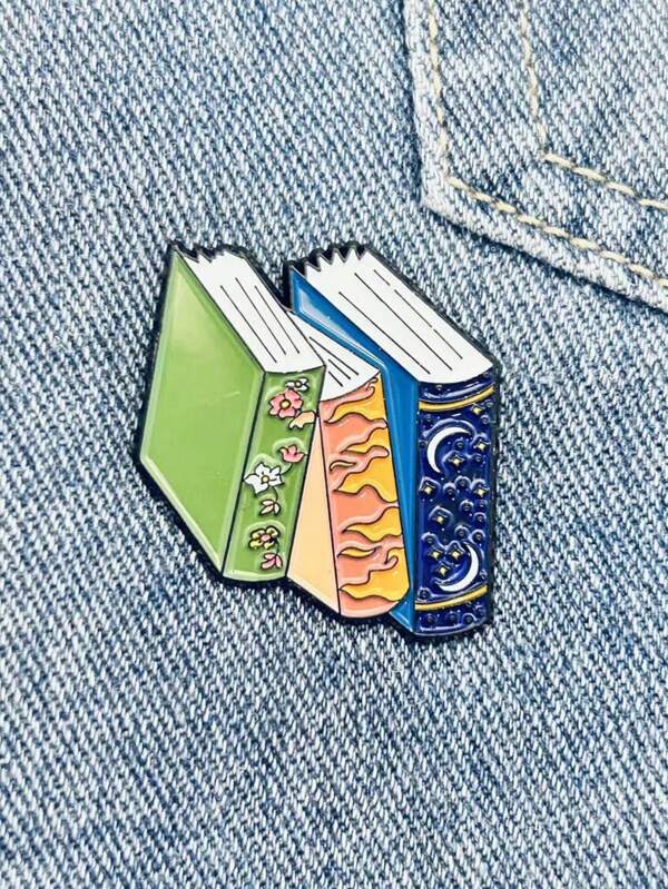 1pc Cartoon Personalized Book Shaped Alloy Brooch - Versatile Clothing/Backpack Accessory For Parties And Gifts