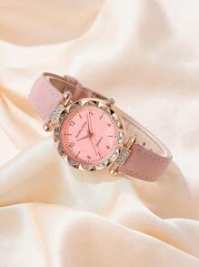 GAIETY 6 Cái/bộ Đồng Hồ Thạch Anh Dây Da Nữ, Vòng Cổ Hình Bướm & Ngôi Sao, Vòng Tay Bướm, Nhẫn, Bông Tai - Hồng - Xem 3