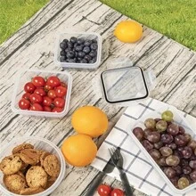 3 pezzi/10 pezzi/12 pezzi Contenitori per alimenti sigillati (possono essere acquistati separatamente), Contenitori per il pranzo quadrati e rotondi per la conservazione in frigorifero, in plastica