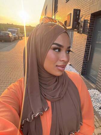 1 buc. Eșarfă moale modală de culoare solidă cu decor cu volanuri pentru femei, potrivită pentru purtarea zilnică, bentită pentru cap moale hijab pentru femei Abaya voal