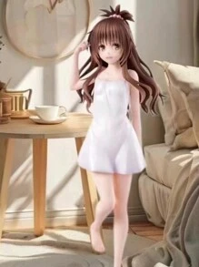 动漫漫画白色连衣裙女孩雕像 - 白色 - 查看 5