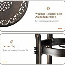 32*32*41" Outdoor Cast Aluminum Round Dining Table - Bronze - View 5